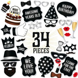Birthday Photo Booth Props Silver Kit