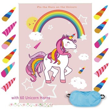 Pin the Horn on the Unicorn Game Birthday Party Favor Games