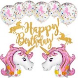 Einhorn Partei liefert Kit mit rosa Einhorn Luftballons, Konfetti Luftballons gold alles Gute zum Geburtstag Banner