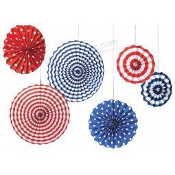 4Th Of July Decoration Colorful Flower Hanging tissue Paper Fans, Party Decoration Background