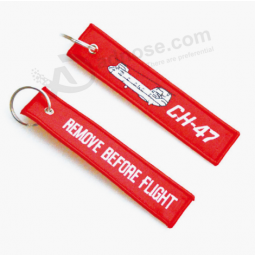 Embroidery Logo Custom Airplane Woven Key Rings