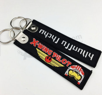 OEM Fully Embroidered Metal Ring Keychains Custom