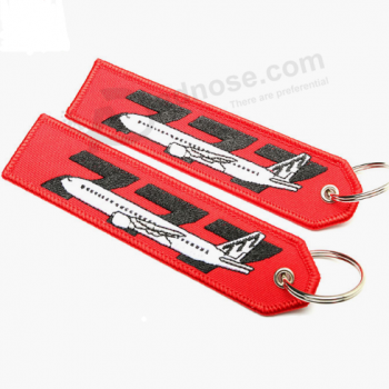 Brand Name Logo Embroidered Fabric Airplane Keychains