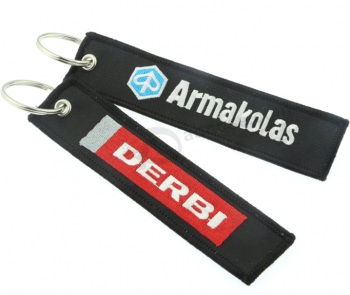 Personalized Double Sided Logos Fabric Key Chains Embroidery Key Tags