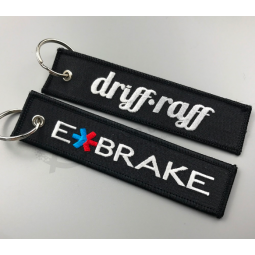 Private Brand Embroidery Name Logo Tag Fabric Key chain