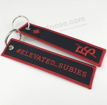 Factory Price Double Side Logo Woven Keychain