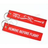 Custom logo fabric embroidery Key tag woven luggage keychain tag