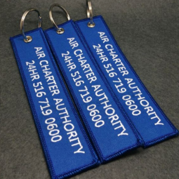 Woven key chain tag embroidered key tags for hoodies