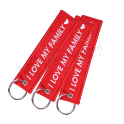 Customized Red Embroidery Tag airport Flight key tag