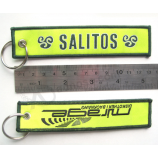 Wholesale yellow polyester custom embroidered keychain