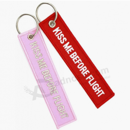 Funny Design Fabric Rectangle Keychain Embroidery Tag
