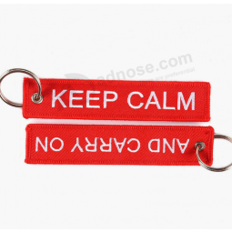Embroidered polyester fabric pendant key ring keychain