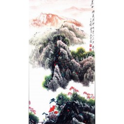 B139 Color Ink Scenery ,Modern Style Chinese Porch Background Painting