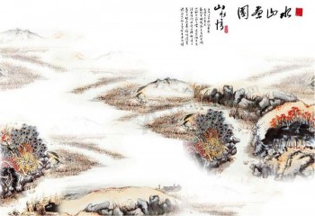 B146 Top Verkauf handgemalte chinesische Tinte Landschaftsmalerei für Heimtextilien