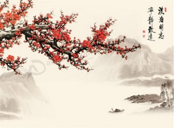 Flor tradicional chinesa da ameixa b147 que pinta para a decoração da parede