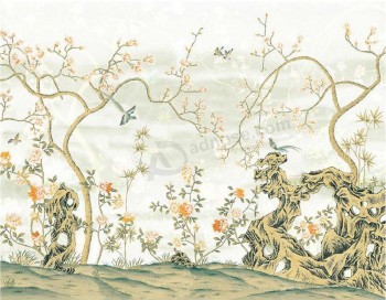 B423 Hand Painted Flower and Bird Painting Decorative Painting Mural