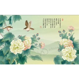 B150 Hibiscus Flowers Bloom Chinese Decorative Painting Top Quality Room Decor Painting