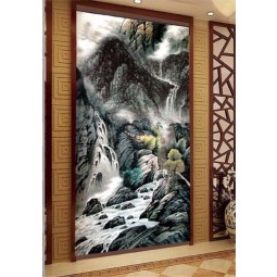 B158 High Mountain and Flowing Water Ink Painting for Home Decor