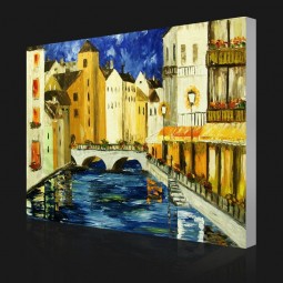 NO,CX014 Handmade Colorful Water House Wall Art Abstract Oil Painting