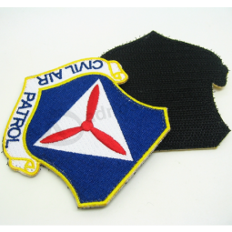 Custom iron on school badge patch hook and loop round embroidery patch