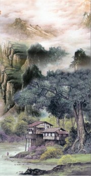 B173美丽的山川中国画玄关壁画