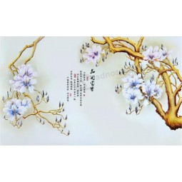 B189 schöne Magnolien-Blumentintenmalerei für Fernsehwand-Hintergrundwandgemälde