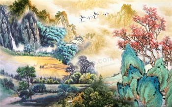B194美丽的风景山传统中国绘画为家庭装饰