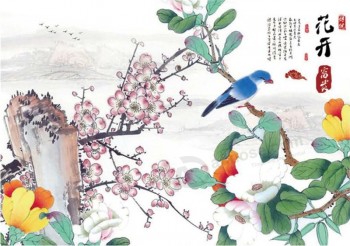 꽃과 새의 벽화 그림 벽화의 b197 풍경