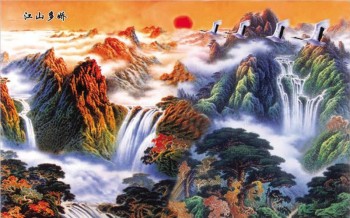 B201中国の風景絵画壁アートの背景装飾壁画
