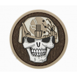 Emblemas de crânio de crachá de borracha de nome logotipo em relevo com gancho e loop