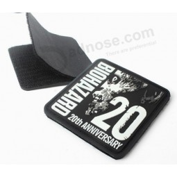 Embossed Logo Soft PVC Rubber Patches With Back Hook