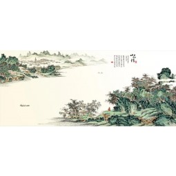 B206 Chinese Ink Painting of Mountains and River Scenery Print