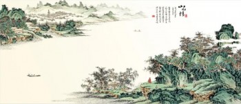 Pintura da tinta chinesa b206 das montanhas e da cópia do cenário do rio