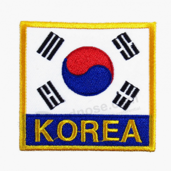 Ferro de alta qualidade no patch de bandeira de coreia do bordado