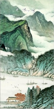 B219景观中的翡翠山水墨画玄关壁画
