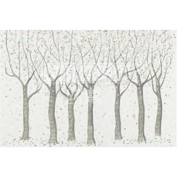 A234 Hand Painted Nostalgic Abstract Forest Ink Painting for Decoration