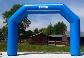 Blue inflatable finish line arch for advertising