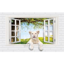 A258 The Tiger is Lying on the Window Stereoscopic Background Wall Art Painting Decoration