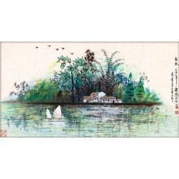 B002 White Sail Bird Traditional Chinese Painting TV Background Wall Decoration Painting by Cai Yidong