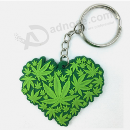 Promotion Custom Green Maple Leaf Rubber Key Chain