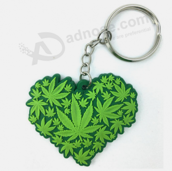 Promotion Custom Green Maple Leaf Rubber Key Chain