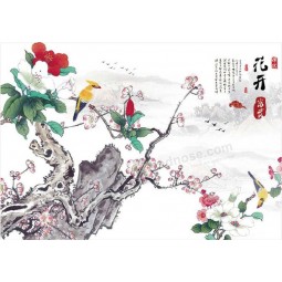 B259 Landscapes Flowers and Birds Ink Painting Decorative Murals
