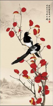 B267 Hand-painted Flower and Bird Ink Painting Wall Art Decor