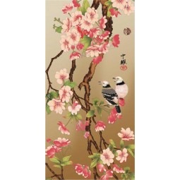 B268 Hand-painted Flower and Bird Ink Painting Porch Wall Background Decoration