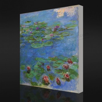 不-Yxp 001克劳德·莫奈-红水-百合花(1908)印象派油画家居装饰墙艺术印刷