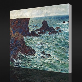 Nein-Yxp 007 Claude Monet-Felsen im Hafen-Coton, der Löwe(1886)Impressionist Ölgemälde Wand Kunst Wohnkultur