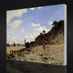 NO-YXP 013 Claude Monet - Seaside at Honfleur (1864) Impressionist Oil Painting Printed Wall Art Decoration
