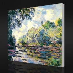 NO-YXP 014 Claude Monet - Section of the Seine, near Giverny (1885) Impressionist Oil Painting Printed on Canvas