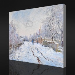 NO-YXP 017 Claude Monet - Snow Scene at Argenteuil (1875) Impressionist Oil Painting Wall Art Printed