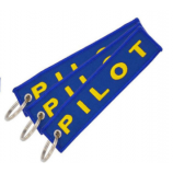 Pilot embroidery key tag woven key ring